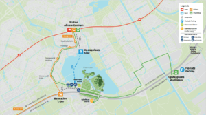 When visiting Floriade in Almere you can go by boat or shuttle bus.